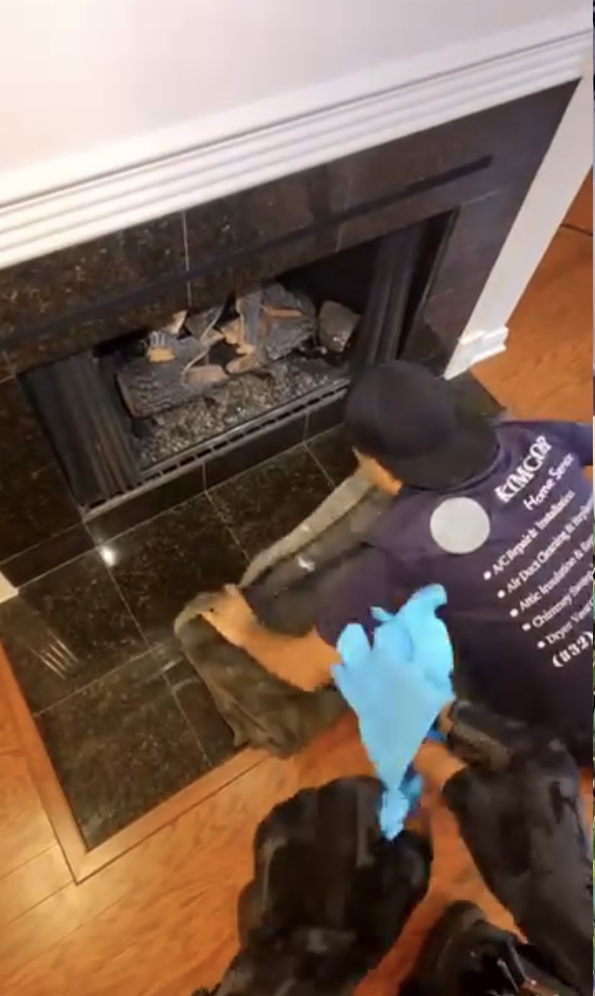 Gas fireplace inspection detail