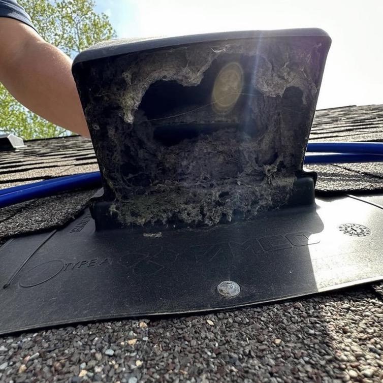 Dryer vent before and after cleaning photo